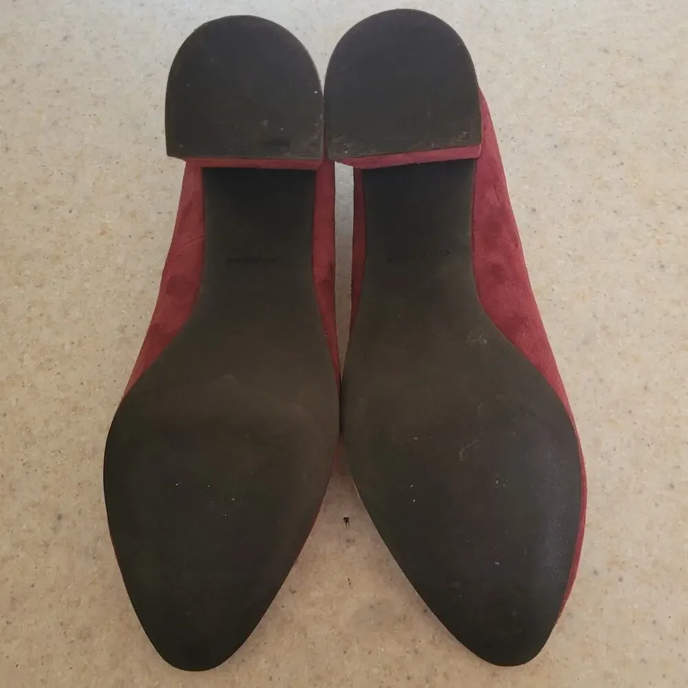 Cole Haan Alanna Grand.OS Pumps 9.5 Tawny Port Suede Block Heel Burgundy Red